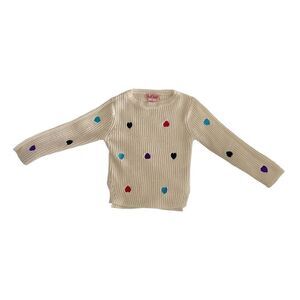 Pink Angel Toddler Girl Acrylic Heart Sweater 4T